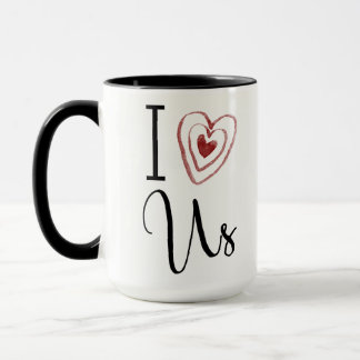 "I Love Us" with Red Watercolor Heart, Typography Mug