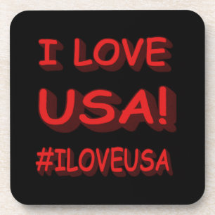 "I LOVE USA" Cute Expression Design. Buy Now Coaster