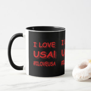 "I LOVE USA" Cute Expression Design. Buy Now Mug