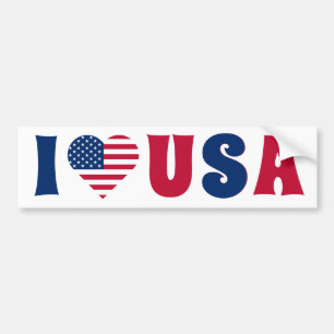 I love USA flag Colourful Retro Bumper Sticker