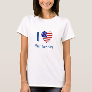 I Love (USA Flag Heart) Your Blue Text Women's T-Shirt