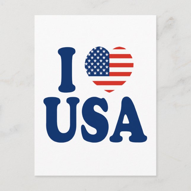 I Love USA Heart Design Postcard (Front)