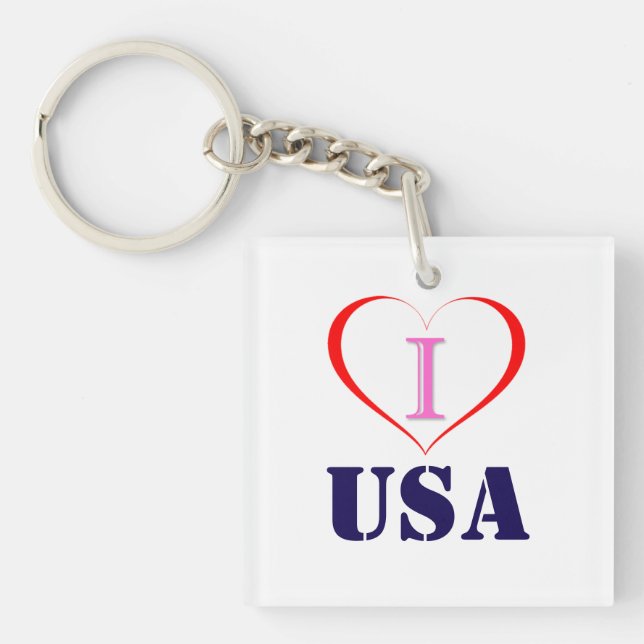 I Love USA Keychain (Front)