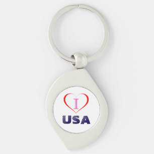 I Love USA Keychain