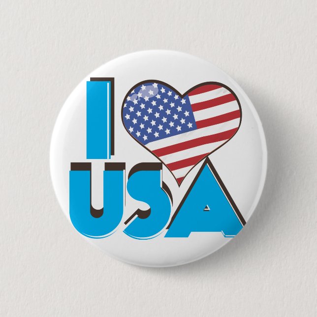 I Love USA Retro 80s 2 Inch Round Button (Front)