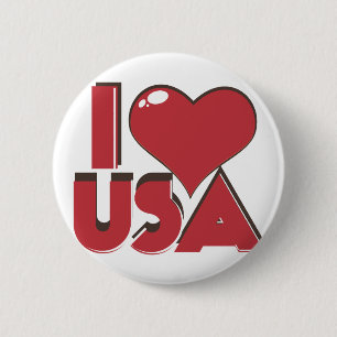 I Love USA Retro 80s 2 Inch Round Button