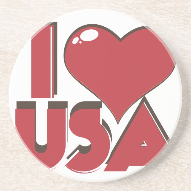 I Love USA Retro 80s Coaster (Front)
