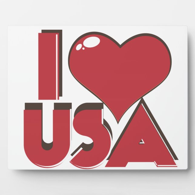 I Love USA Retro 80s Plaque (Front)