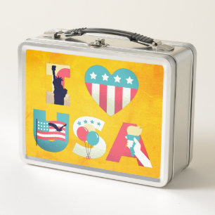 I LOVE USA Saying Design Metal Lunch Box