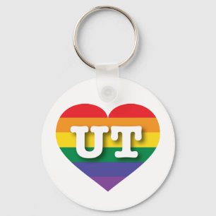 I Love Utah Rainbow Heart Keychain