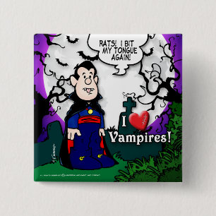 I Love Vampires 2 Inch Square Button