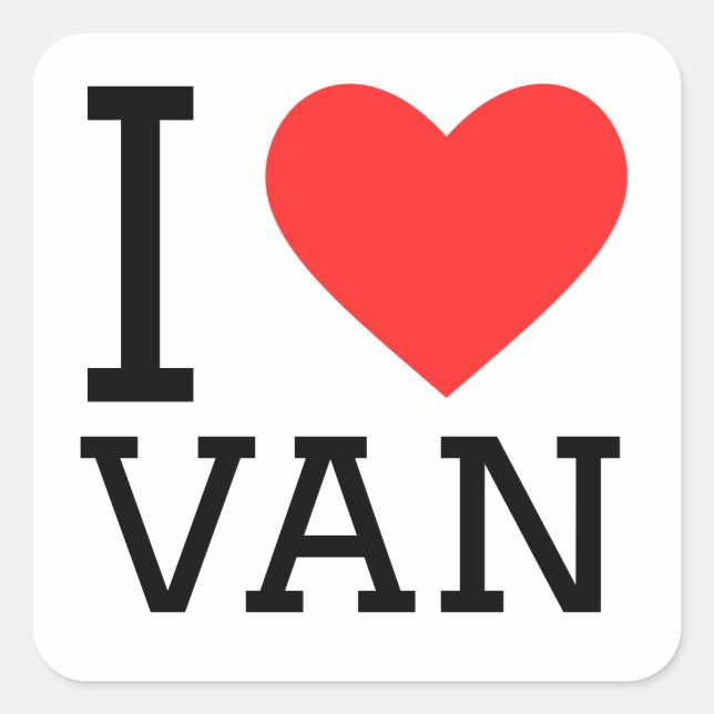 I love van square sticker (Front)