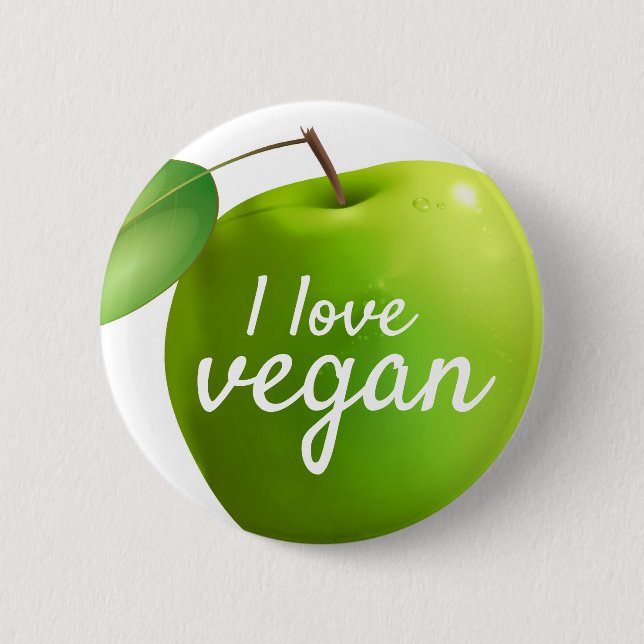 i love vegan 2 inch round button (Front)