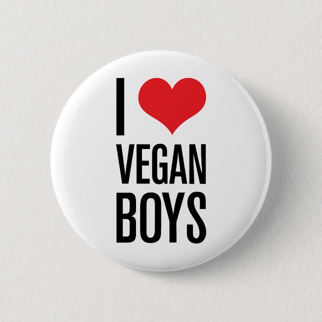 I Love Vegan Boys 2 Inch Round Button (Front)