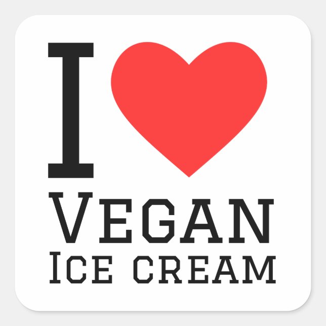 I love vegan ice cream square sticker (Front)