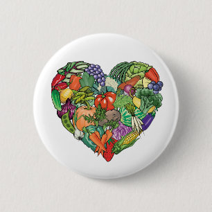 I Love Veggies 2 Inch Round Button