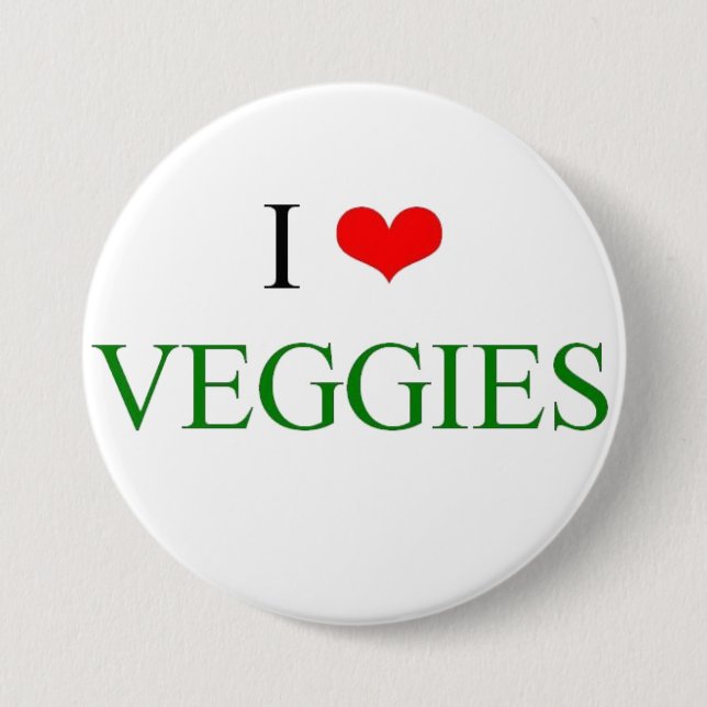 I love veggies 3 inch round button (Front)