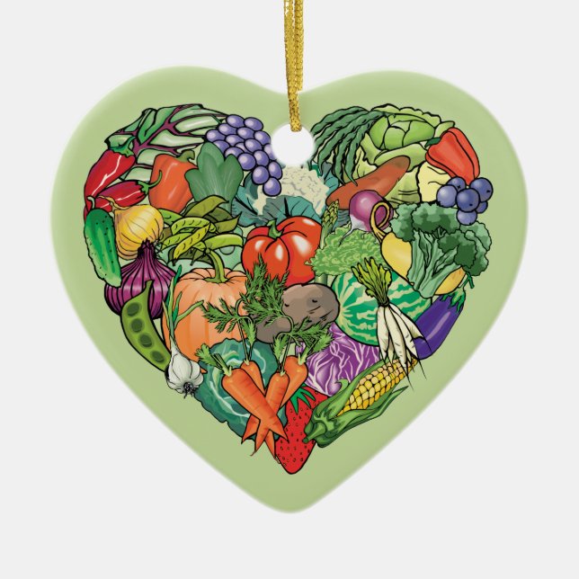 I Love Veggies Ceramic Ornament (Front)