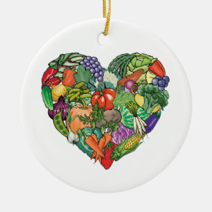 I Love Veggies Ceramic Ornament