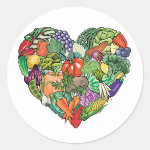I Love Veggies Classic Round Sticker