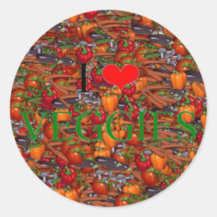 I Love Veggies Classic Round Sticker