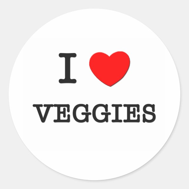 I Love Veggies Classic Round Sticker (Front)