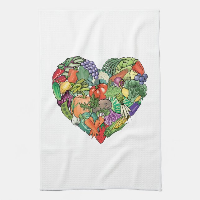 I Love Veggies Kitchen Towel (Vertical)