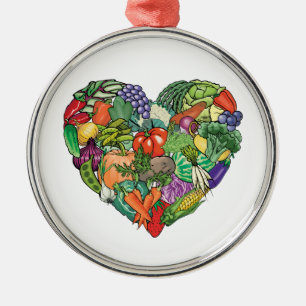 I Love Veggies Metal Ornament