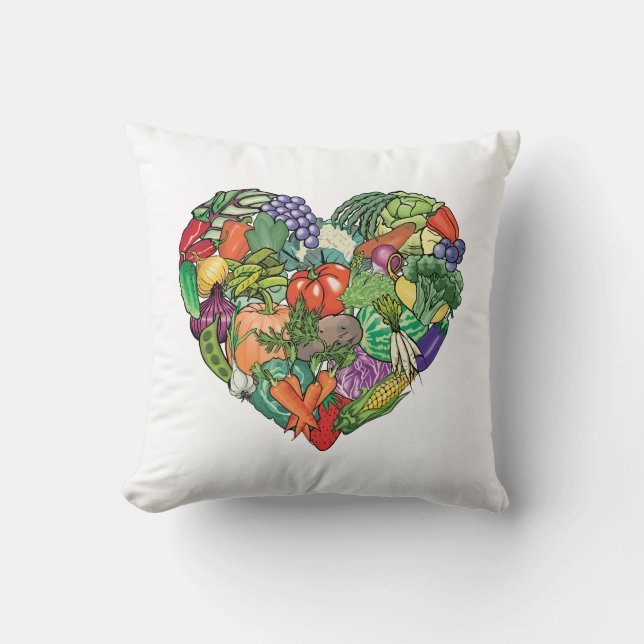 I Love Veggies Throw Pillow (Front)