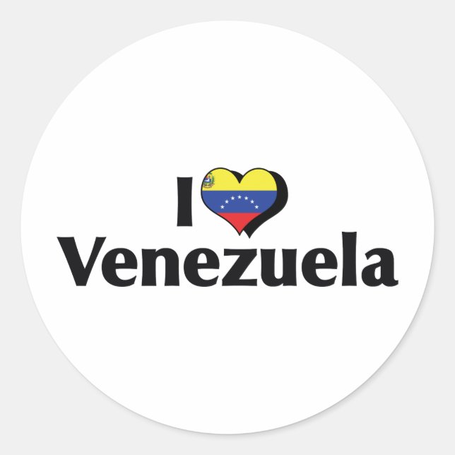 I Love Venezuela Flag Classic Round Sticker (Front)