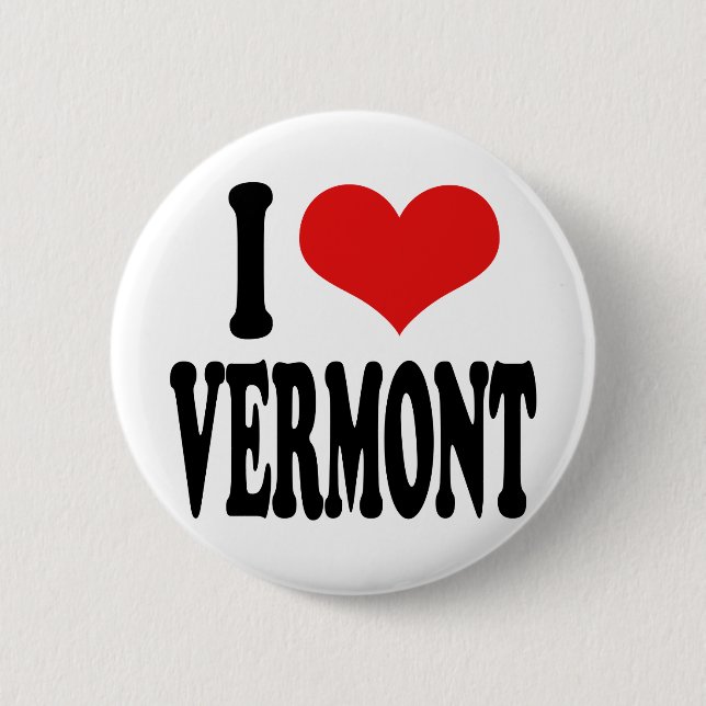 I Love Vermont 2 Inch Round Button (Front)