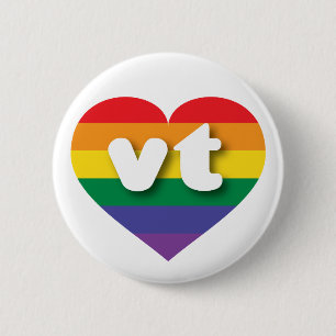 I Love Vermont Rainbow Heart 2 Inch Round Button