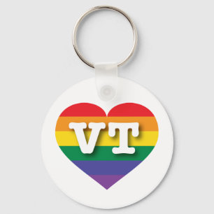 I Love Vermont Rainbow Heart Keychain