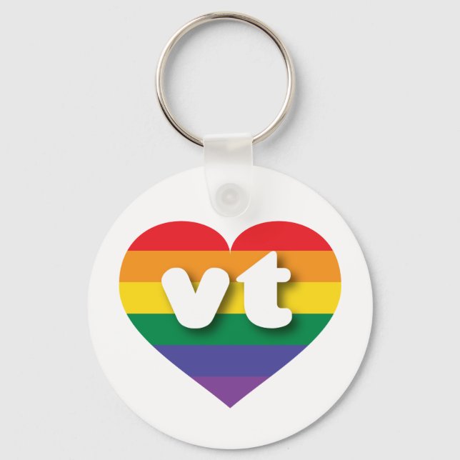 I Love Vermont Rainbow Heart Keychain (Front)