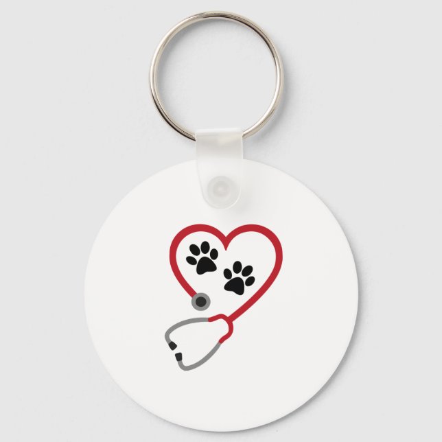 I love Veterinary Medicine Keychain (Front)