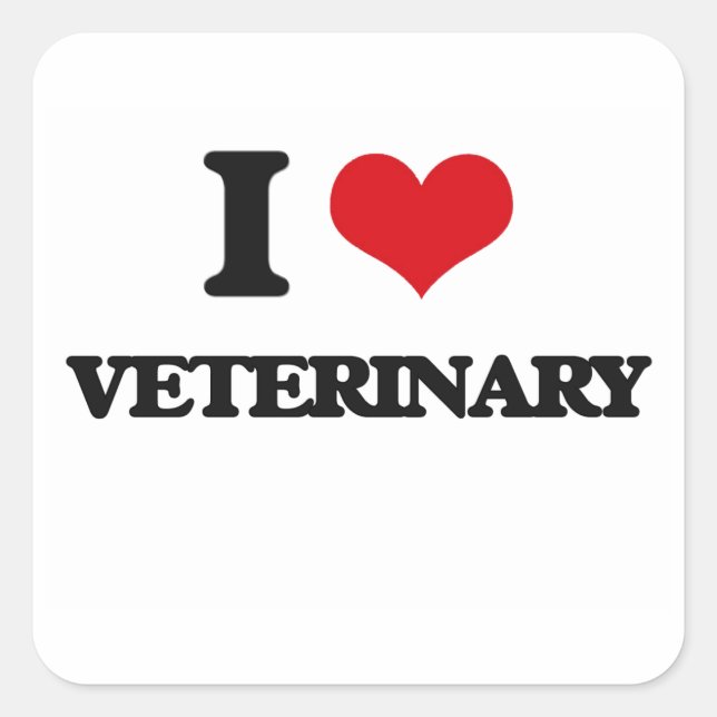 I love Veterinary Square Sticker (Front)
