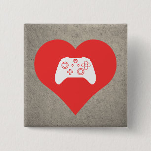 I Love Video Game Controls Cool Symbol 2 Inch Square Button