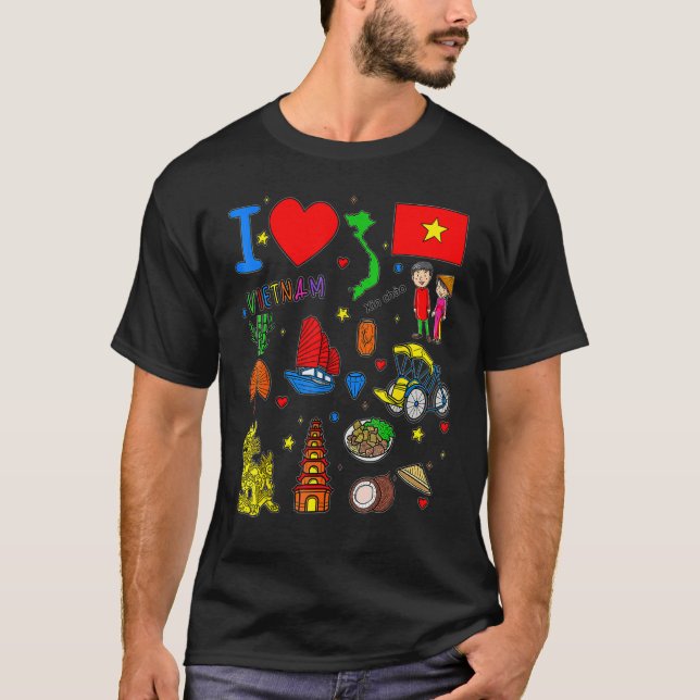 I love Vietnam  Hand drawn Vietnamese Landmarks  f T-Shirt (Front)