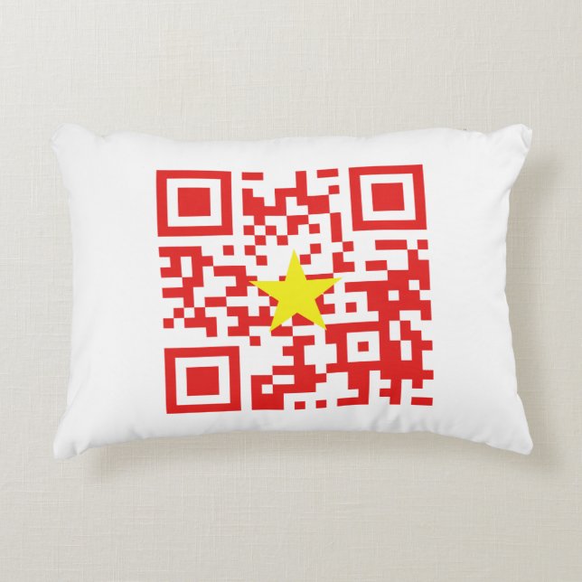 I Love Vietnam (Tôi Yêu Việt Nam) Flag QR Code Accent Pillow (Front)