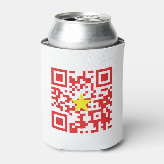 I Love Vietnam (Tôi Yêu Việt Nam) Flag QR Code Can Cooler (Can Front)
