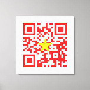 I Love Vietnam (Tôi Yêu Việt Nam) Flag QR Code Canvas Print