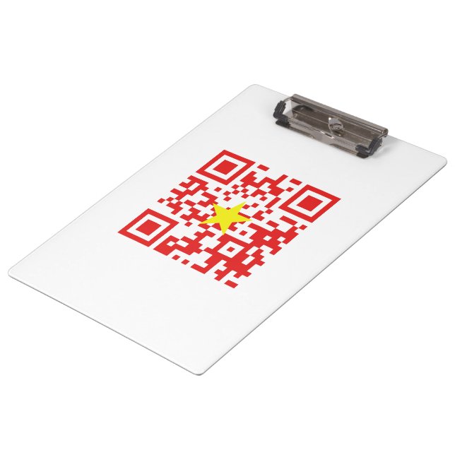 I Love Vietnam (Tôi Yêu Việt Nam) Flag QR Code Clipboard (Angled)