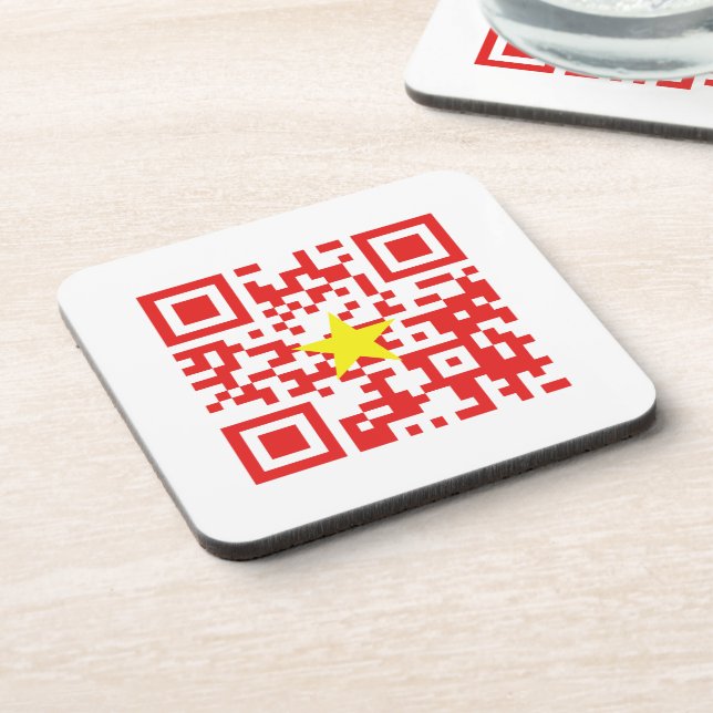 I Love Vietnam (Tôi Yêu Việt Nam) Flag QR Code Coaster (Left Side)