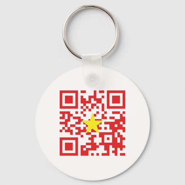 I Love Vietnam (Tôi Yêu Việt Nam) Flag QR Code Keychain (Front)
