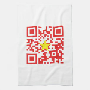 I Love Vietnam (Tôi Yêu Việt Nam) Flag QR Code Kitchen Towel