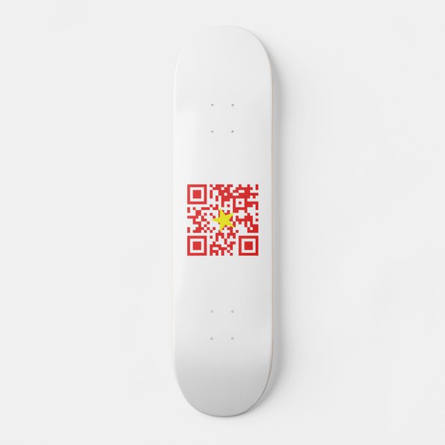 I Love Vietnam (Tôi Yêu Việt Nam) Flag QR Code Skateboard (Front)