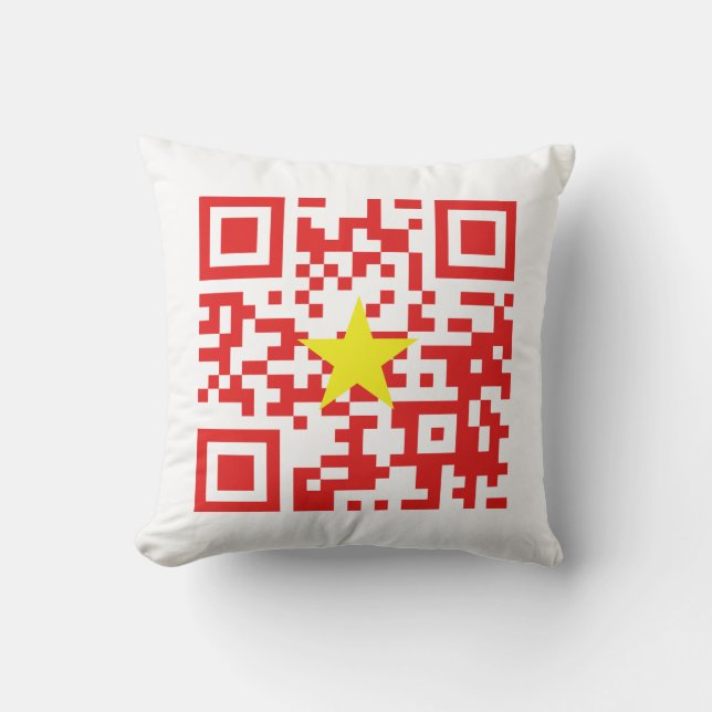 I Love Vietnam (Tôi Yêu Việt Nam) Flag QR Code Throw Pillow (Front)