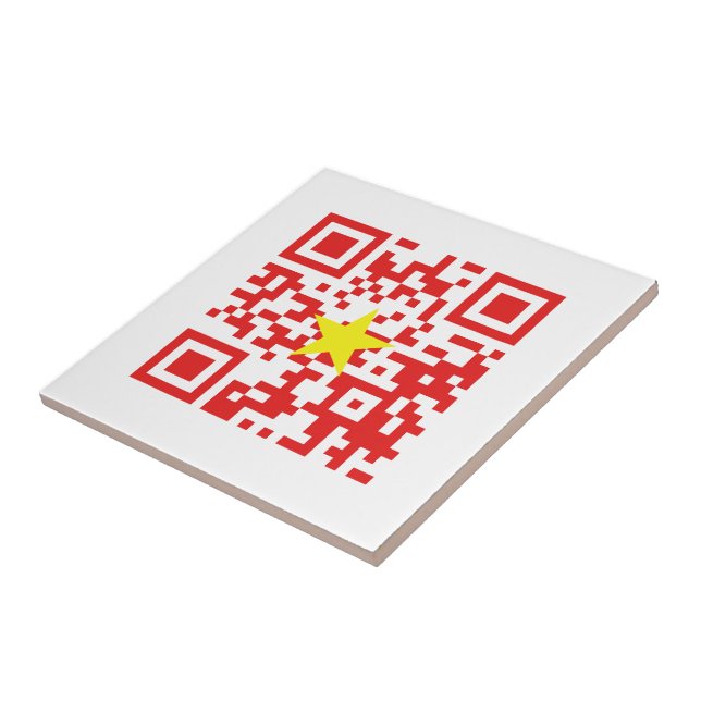 I Love Vietnam (Tôi Yêu Việt Nam) Flag QR Code Tile (Side)