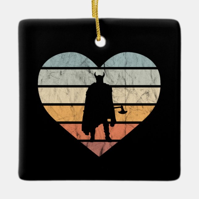 I Love Viking Warrior With Axe Ceramic Ornament (Front)