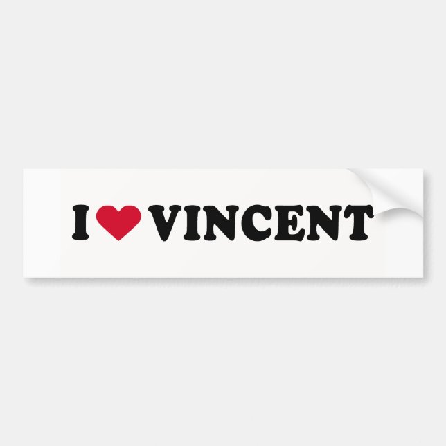 I LOVE VINCENT BUMPER STICKER (Front)